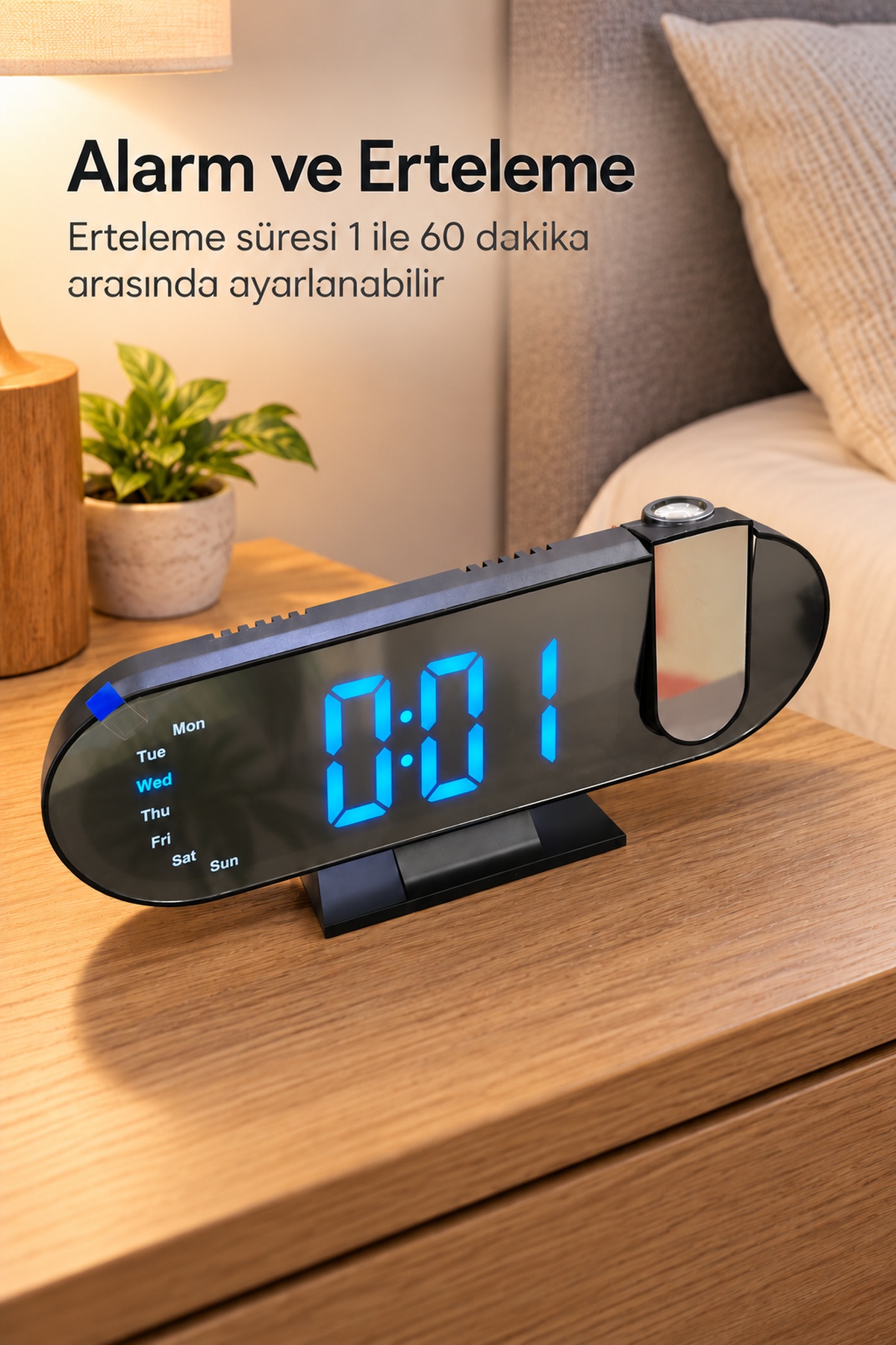 Dijital Masa Saati Saat Tarih ve Gün Göstergeli