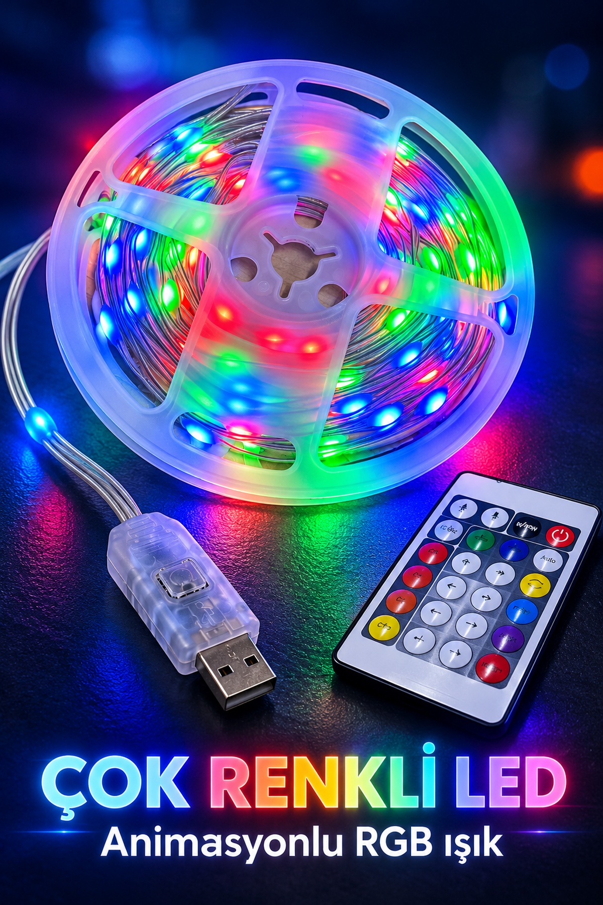 Uzaktan Kumandalı Çok Renkli LED Tel 10 Metre