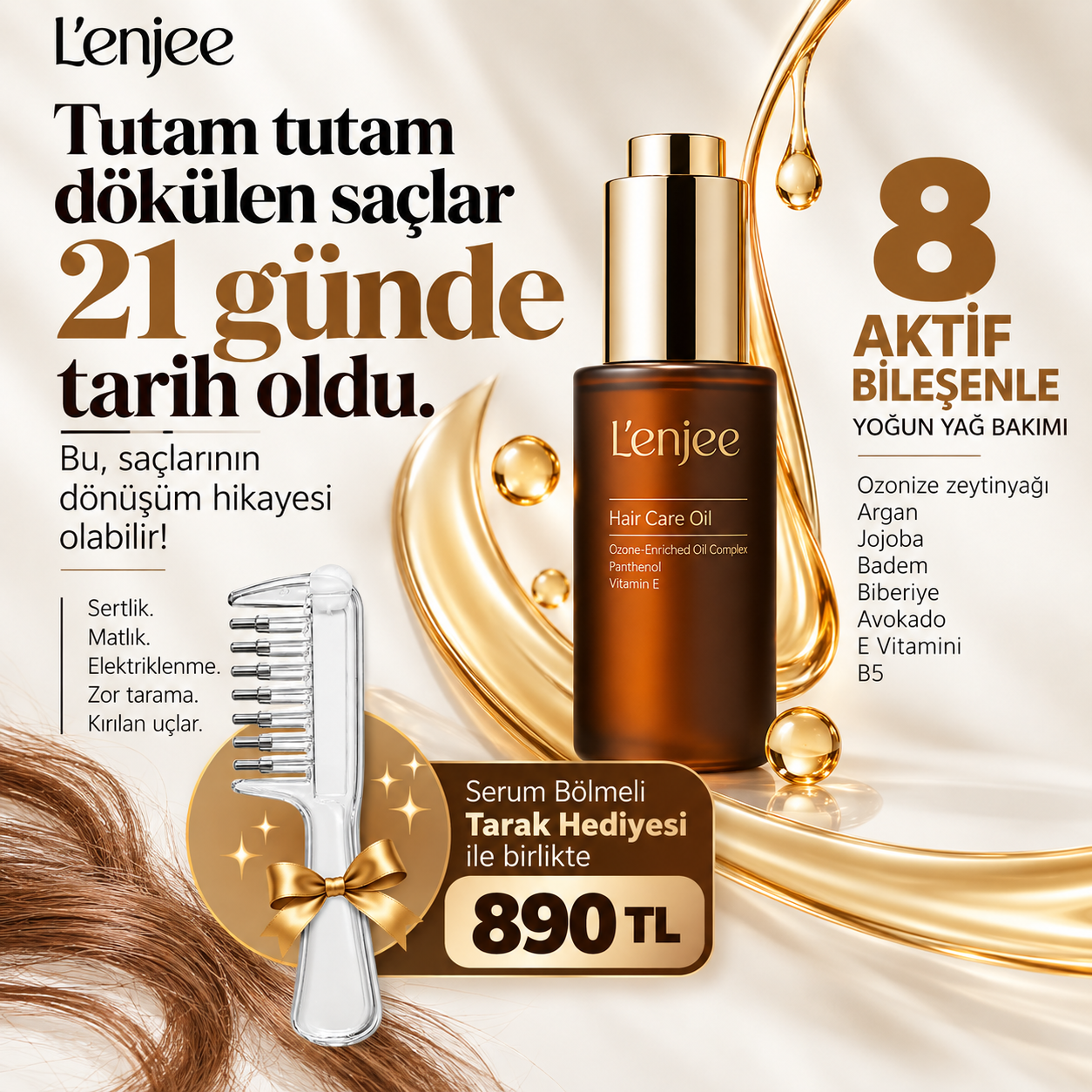 Saç Bakım Yağı Serumu | Hair Care Oil Serum (OZONİZED OLİVE OİL)