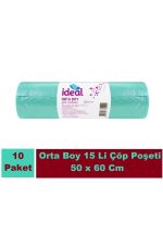 İdeal Cop Torbası Orta Boy Yeşil 15 Li 50x60 Cm x 10 Paket
