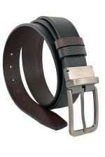 Kahvrengi Siyah Çift Taraflı Hakiki Deri 3.5 Cm.lik Klasik Kemer - 300-809