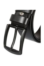 Siyah Suni Deri Düz Renk 4.5 Cm.lik Spor Kemer - 4500-düz