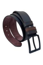 Siyah Suni Deri Dikişli 4 Cm.lik Spor Kemer - 7000-109-22y