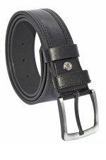 * 4 Cm. Spor Suni Deri Çift Dikişli Model Kemer Siyah