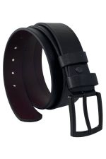 Siyah Suni Deri Dikişli Model 4 Cm.lik Spor Kemer - 7000-düz