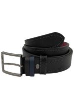 Siyah Rugan Suni Deri Dikişli 4 Cm.lik Klasik Kemer - 7400-90-22y