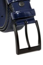 Lacivert Rugan Suni Deri Desenli 4 Cm.lik Klasik Kemer - 7495-68-21m