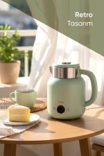 Elektrikli Su Isıtıcı Kettle Çelik Hazne Retro 1.5 L Su Yeşili Kt-01 Retrofi