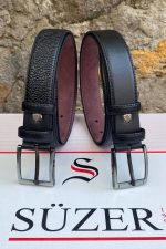 2li Set x 3 Cm Klasik Suni Deri Erkek Çocuk Kemeri Siyah