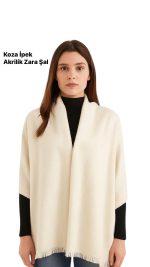 Bilmar Zara Akrilik Desenli Omuz Şalı 75 x 185 Cm/BEYAZ/Çizgili