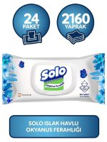 Solo Islak Mendil Okyanus Ferahlığı Kapaklı 24 Lü Set 2160 Yaprak