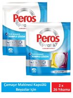 Peros Pratik Matik Çamaşır Deterjanı Kapsülü - Tableti 56 Adet Beyazlar (2PK*26)