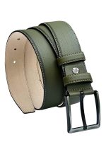 Haki Yeşil Suni Deri Dikişli 4 cm.lik Klasik Kemer - 7400-810