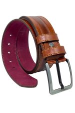 Taba Suni Deri Dikişli Model 4.5 Cm.lik Spor Kot Kemer - 4523-61-22ks