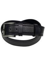 4.5 cm Spor %100 Hakiki Manda Derisi Lüks Kemer Siyah Dikiş Desenli