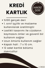 %100 Hakiki Deri Unisex Siyah Lastikli Dikey Kartlık