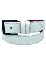 Beyaz Suni Deri Çift Dikişli Model 4 Cm.lik Spor Kemer - 9016-10-22rl