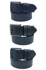 3xadet 4.5 Cm Siyah Spor Suni Deri Kemer Siyah-lacivert-gri Çift Dikişli
