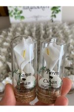 Cam Fanus 50 Adet Nikah Şekeri Kardelen Çiçek ve Badem Şekerli