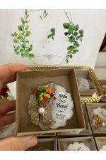 Çiçekli Epoksi Magnet Kutulu Nikah, Söz, Nişan Hediyelik - 50 Adet