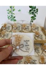 Çiçekli Epoksi Magnet Paketli Nikah, Söz, Nişan Hediyelik - 25 Adet