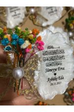 Çiçekli Epoksi Magnet Paketli Nikah, Söz, Nişan Hediyelik - 50 Adet