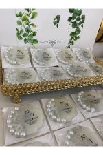 İncili Epoksi Magnet Paketli Nikah, Söz, Nişan Hediyelik - 50 Adet