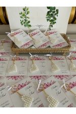 İncili Kalp Anahtarlık Nikah, Söz, Nişan Hediyelik - 50 Adet