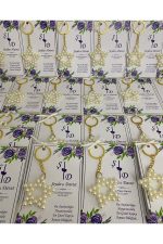 İnci Yıldız Anahtarlık Bebek, Nikah, Söz, Nişan Hediyelik - 50 Adet