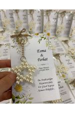 İnci Yıldız Anahtarlık Bebek, Nikah, Söz, Nişan Hediyelik - 25 Adet