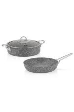 Taç Ultra Classic 3 Parça Granit Tencere & Tava Seti Gri