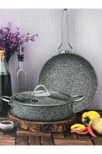 Taç Ultra Classic 3 Parça Granit Tencere & Tava Seti Gri