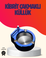 Yuvarlak Metal Küllük Çakmak Entegreli Dayanıklı Yapı