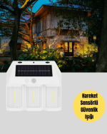 Dış Mekan Solar Duvar Lambası – 120° Hareket Algılama, 3 Işık Modu