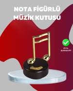 Altın Nota Figürlü Dönen Müzik Kutusu Dekoratif Music Box
