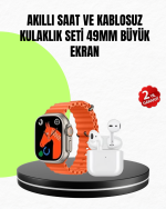 Watch 9 Max Akıllı Saat Seti 2 Kordonlu Kablosuz Kulaklık Hediyeli