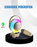 Renkli Işıklı Astronot Mini Bluetooth Speaker ve Karaoke Mikrofon