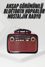 Nostalji Radyo Bluetooth Hoparlör USB-SD Kart Giriş Led Fener Işıklı Bataryalı Pilli