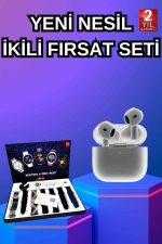 3.Nesil TWS Bluetooth Kulaklık Bluetooth Bağlantılı Akıllı Saat Amoled Ekran Plastik Hasır Kordon