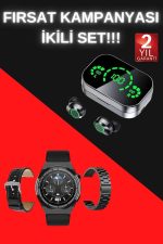 TWS Bluetooth Kulaklık ve Akıllı Saat Uyku Takibi Nabız Ölçer Uzun Pil Ömrü