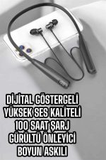 Dijital Göstergeli Kulak İçi Kablosuz Bluetooth Kulaklık Boyun Bantlı