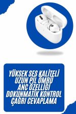Bluetooth Kulaklık Kulak İçi Silikonlu Stereo Yüksek Ses Kaliteli Dokunmatik