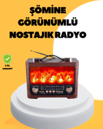 Taşınabilir Şömine Görünümlü Bluetooth Hoparlör – Solar Şarjlı, Alev Işıklı, 7W Ses