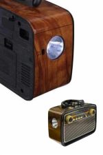 Nostaljik Görünümlü Ahşap Radyo TF SD USB Girişli Led Fener Işıklı