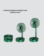 Taşınabilir Şarjlı Mini Fan – Katlanabilir Gövde, 3 Hız Kademesi