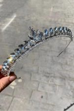 Kadın Işıltılı Prenses Model Cam Taşlı Düğün ve Nişan Tacı