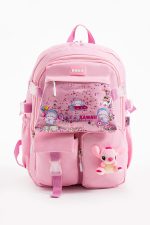 Stitch Kawaii Kore Tarzı Aksesuarlı Çok Bölmeli Çocuk Okul Çantası
