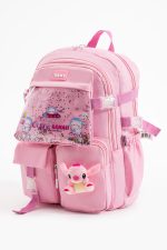 Stitch Kawaii Kore Tarzı Aksesuarlı Çok Bölmeli Çocuk Okul Çantası