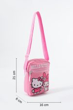 Pembe Hello Kitty Melody Çocuk Omuz Çantası – 3 Bölmeli – Su Geçirmez Kumaş (21×16×6 cm)