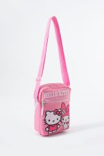 Pembe Hello Kitty Melody Çocuk Omuz Çantası – 3 Bölmeli – Su Geçirmez Kumaş (21×16×6 cm)